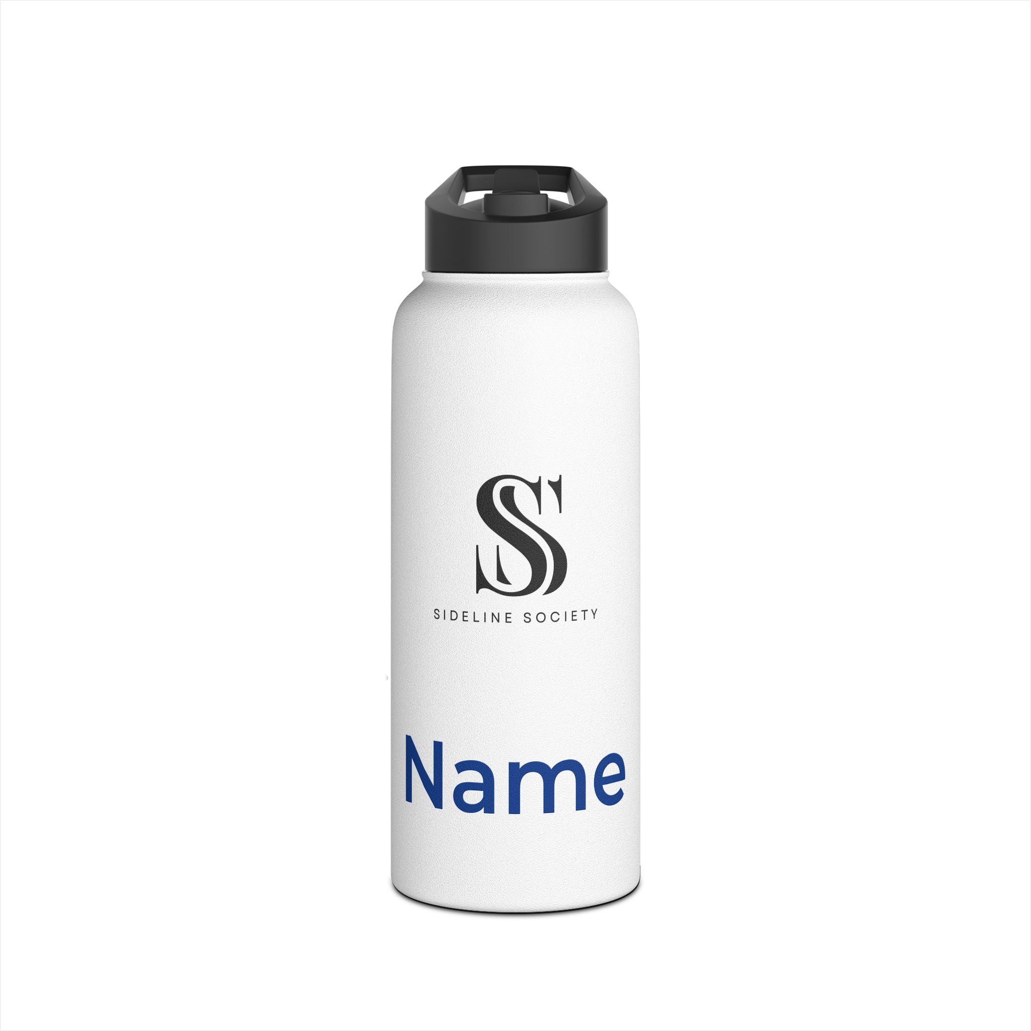 Sideline Personalized "Blue Name" Stainless Steel Water Bottle w/ Straw