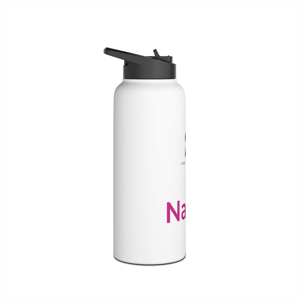 Sideline Personalized "Pink Name" Stainless Steel Water Bottle w/ Straw