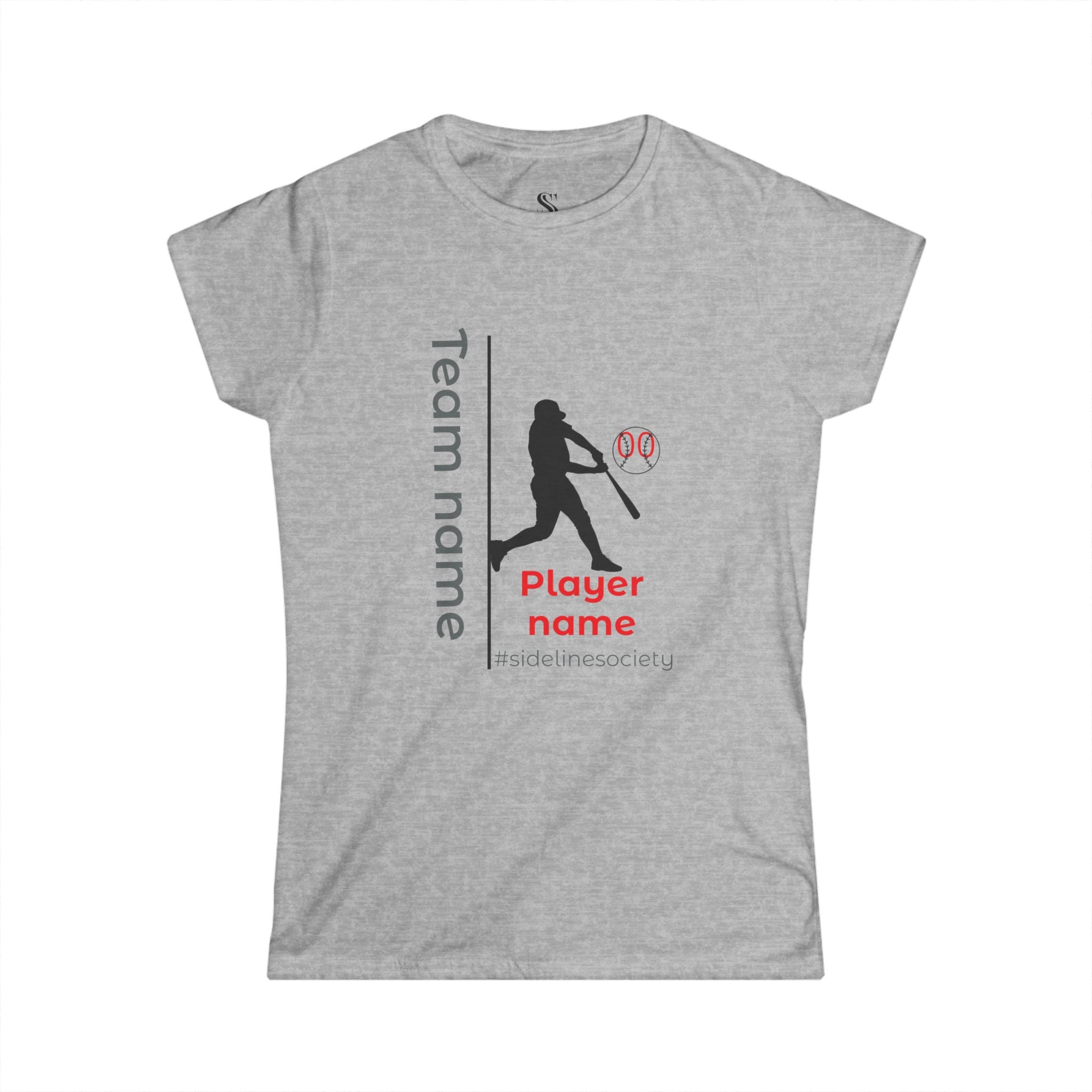 Women's Personalized Baseball Team & Player Name Tee