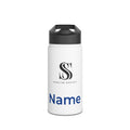 Sideline Personalized "Blue Name" Stainless Steel Water Bottle w/ Straw