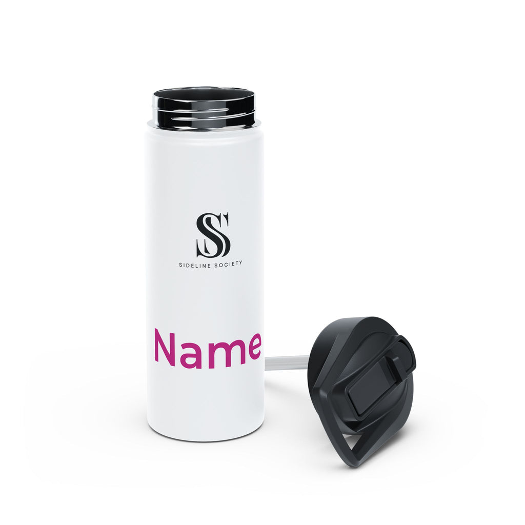 Sideline Personalized "Pink Name" Stainless Steel Water Bottle w/ Straw