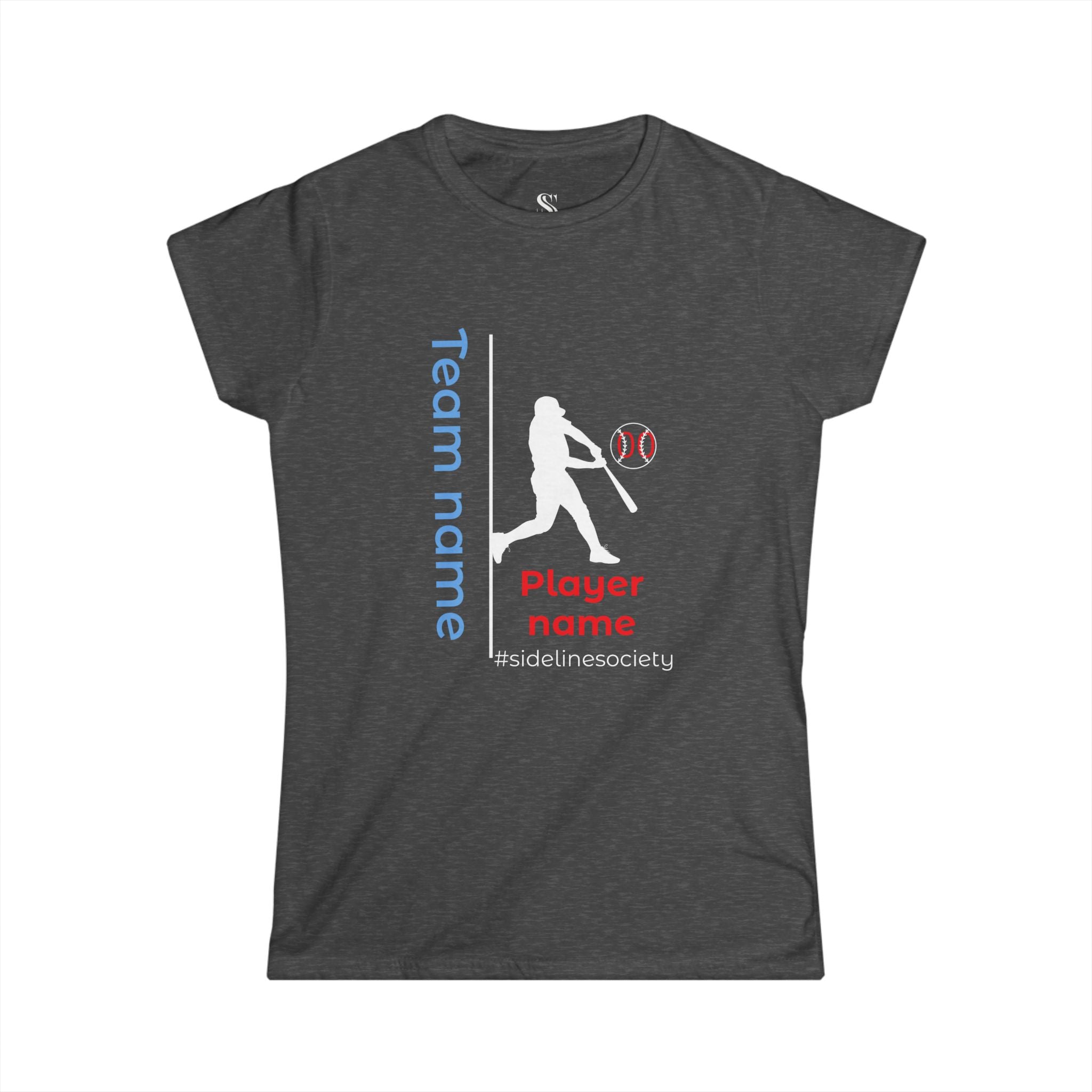 Women's Personalized Baseball Team & Player Name Tee