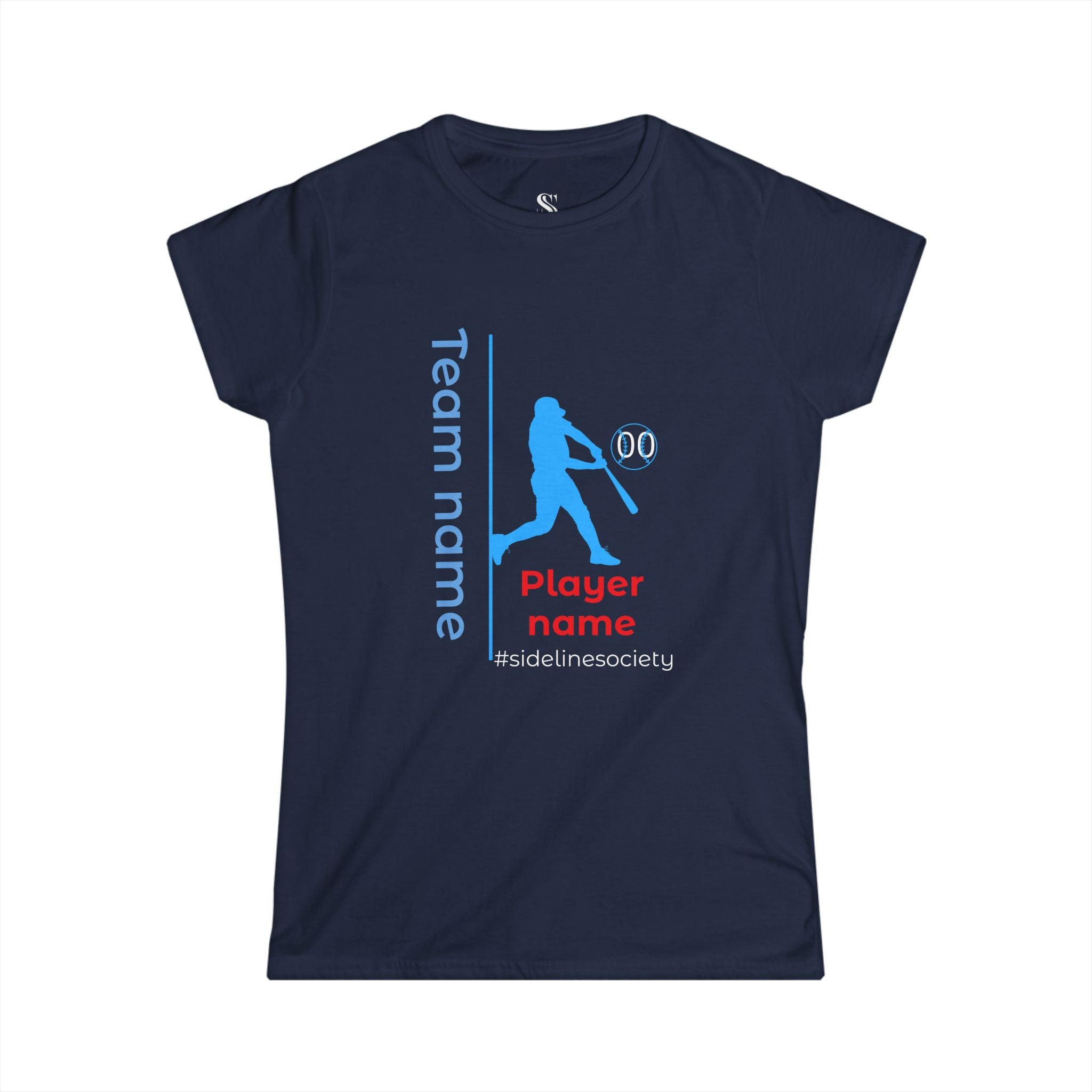 Women's Personalized Baseball Team & Player Name Tee