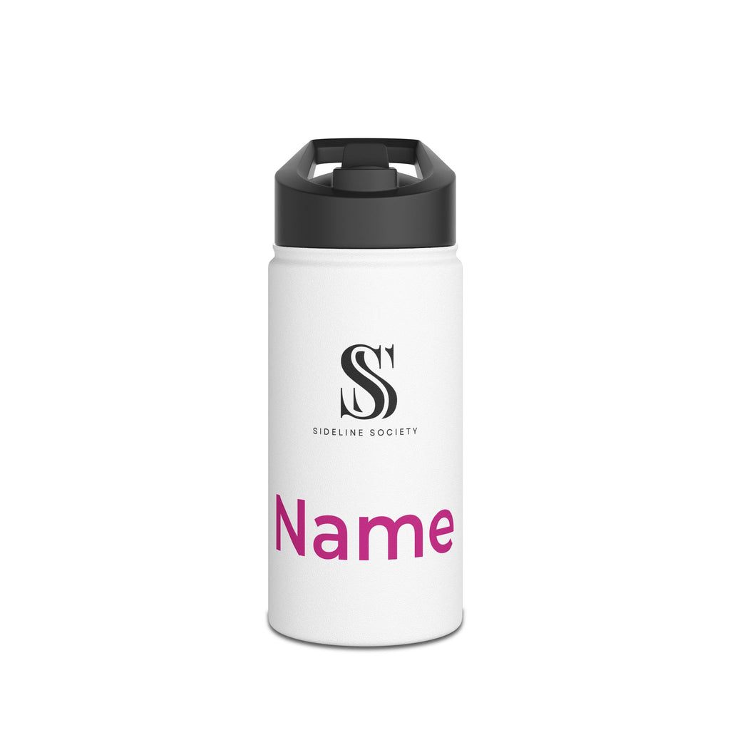 Sideline Personalized "Pink Name" Stainless Steel Water Bottle w/ Straw