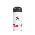 Sideline Personalized "Pink Name" Stainless Steel Water Bottle w/ Straw