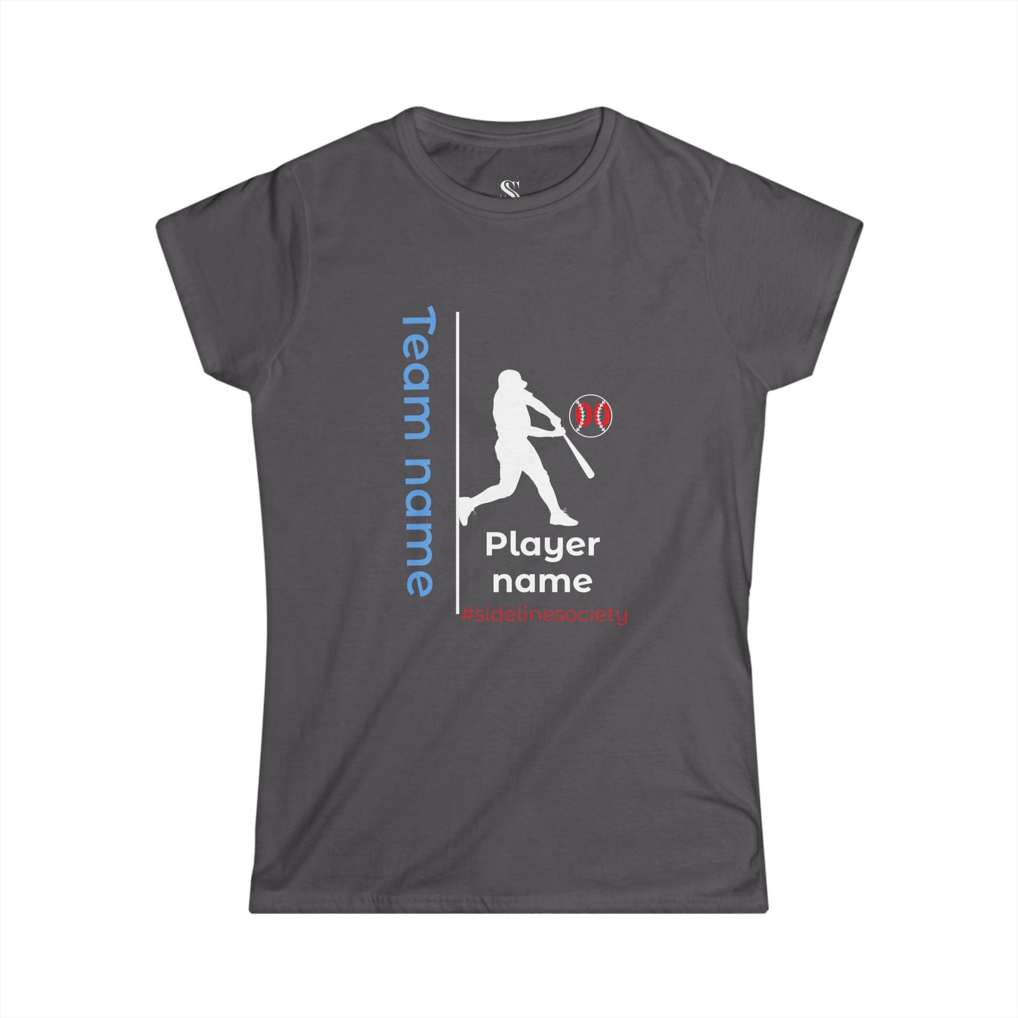 Women's Personalized Baseball Team & Player Name Tee