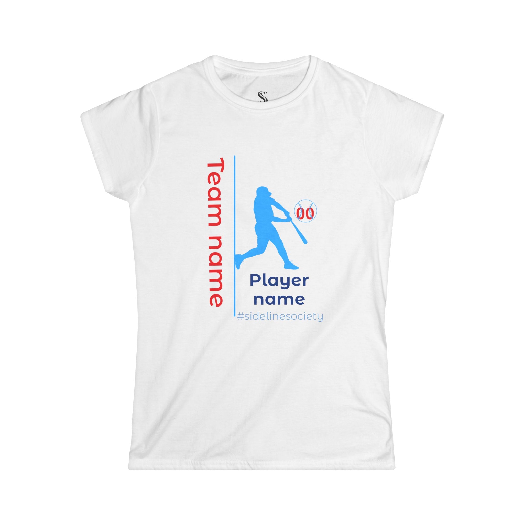 Women's Personalized Baseball Team & Player Name Tee