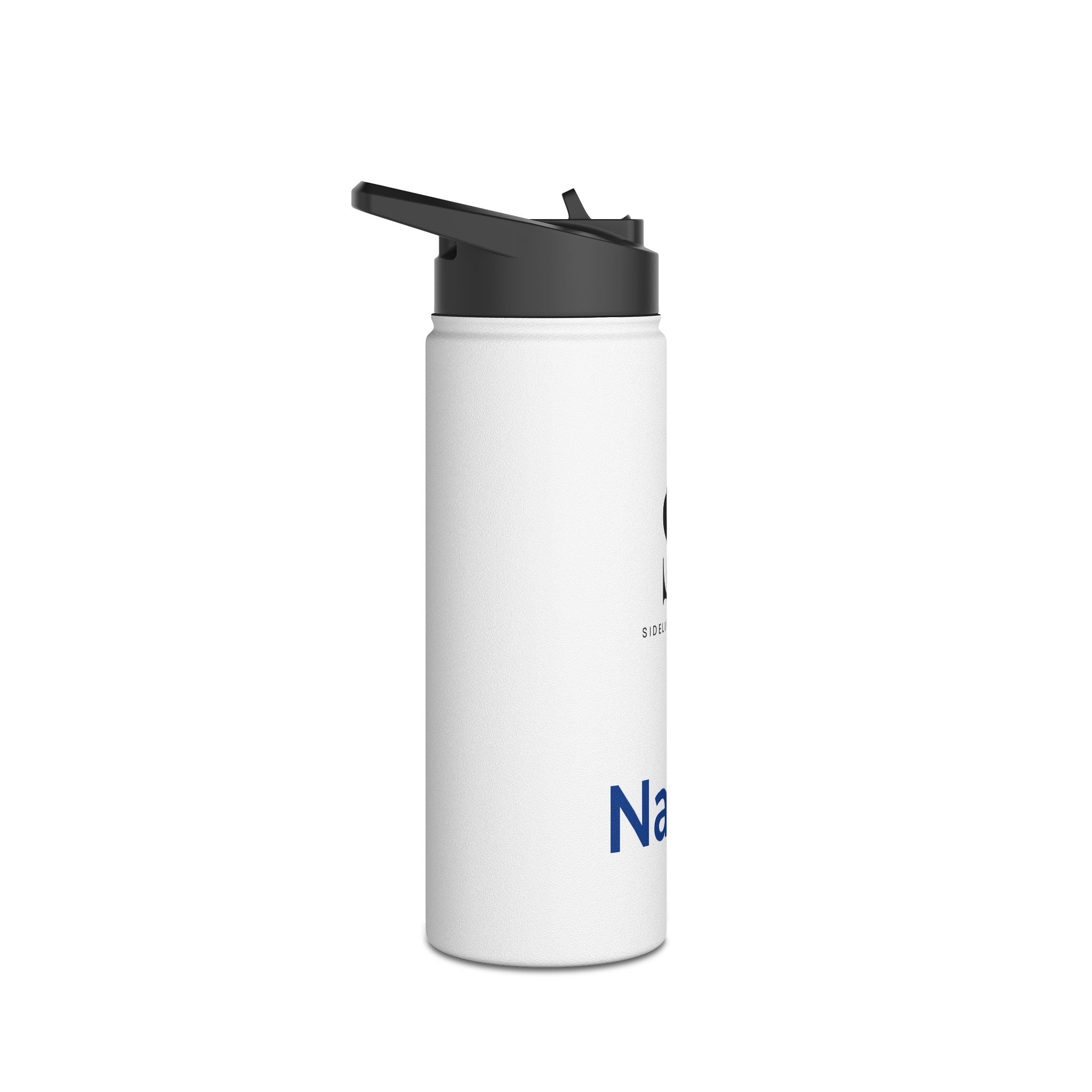 Sideline Personalized "Blue Name" Stainless Steel Water Bottle w/ Straw