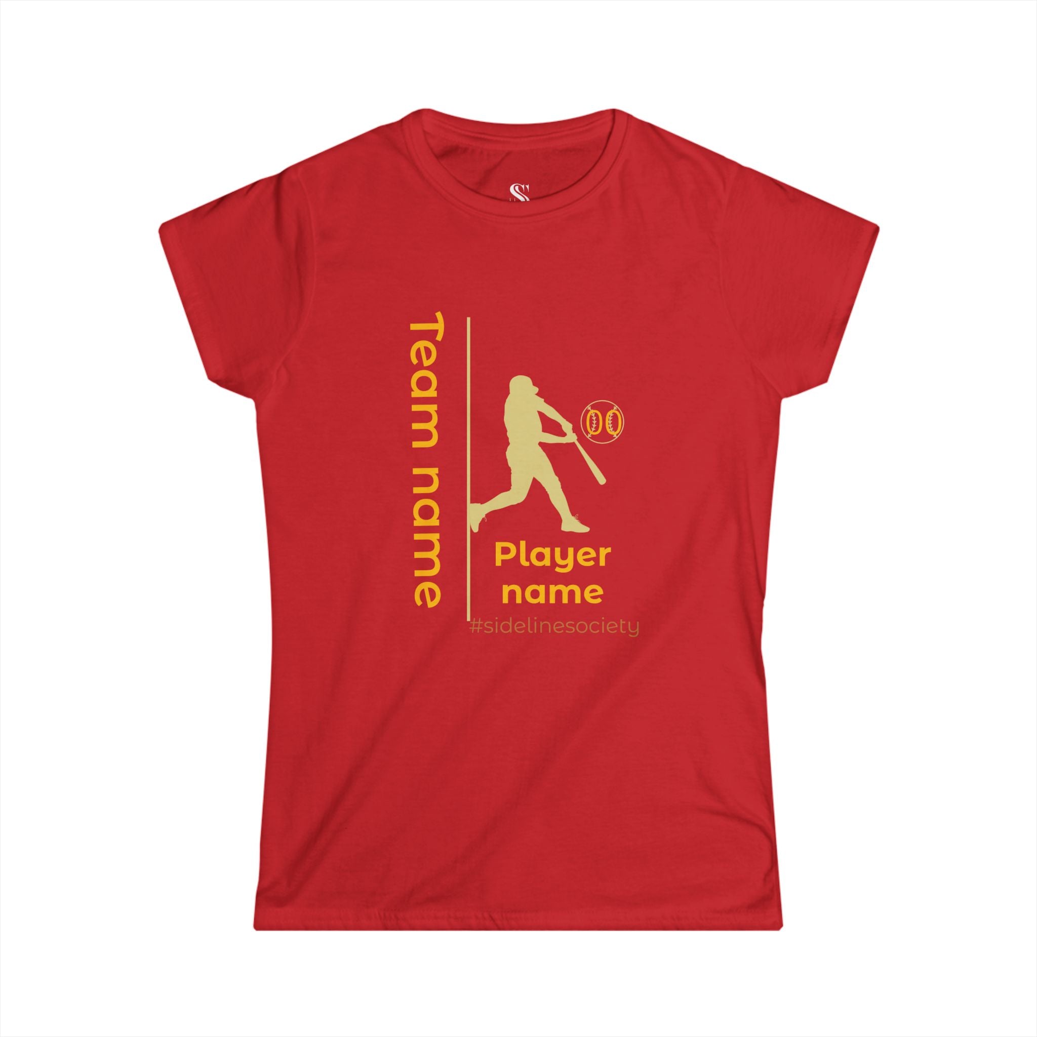 Women's Personalized Baseball Team & Player Name Tee