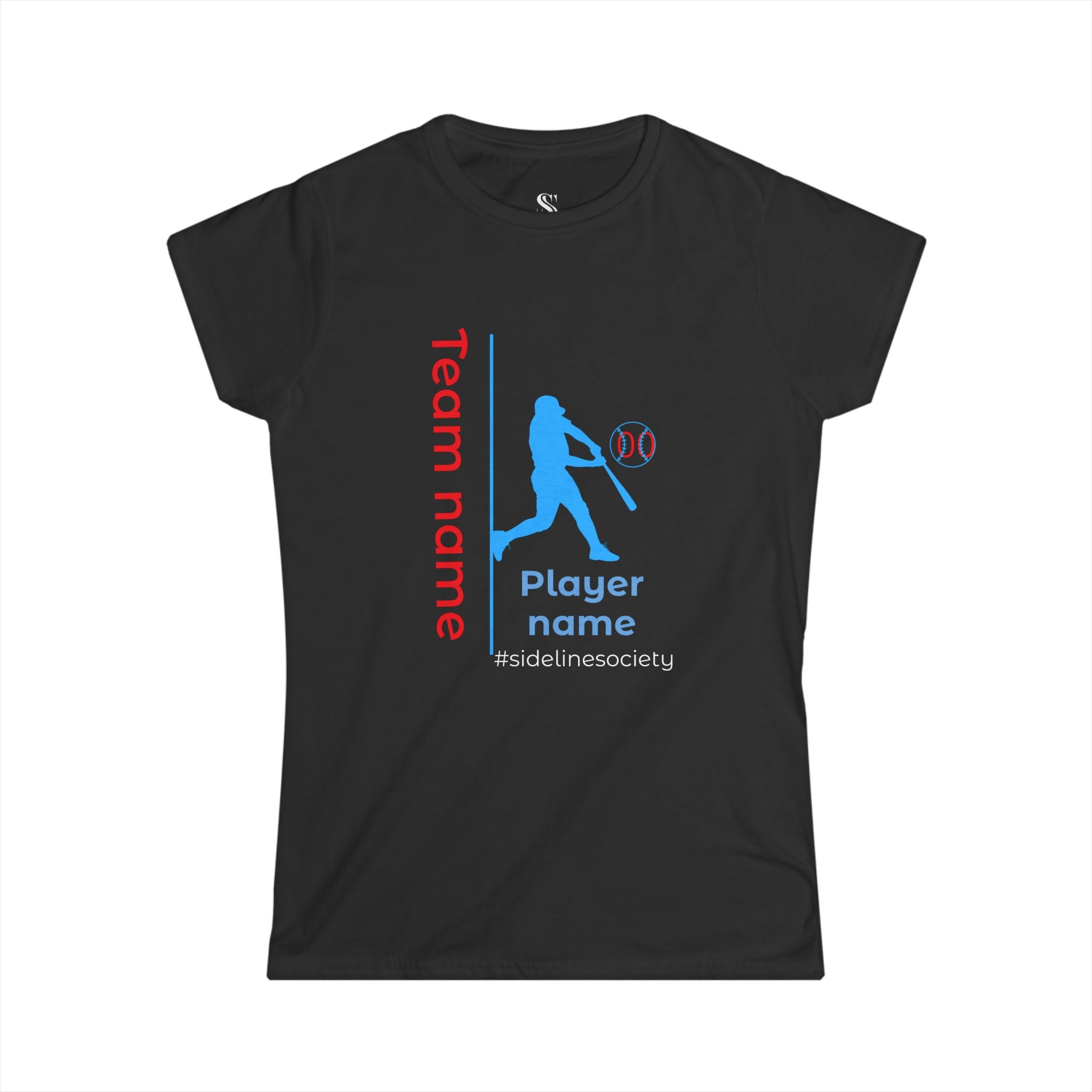 Women's Personalized Baseball Team & Player Name Tee