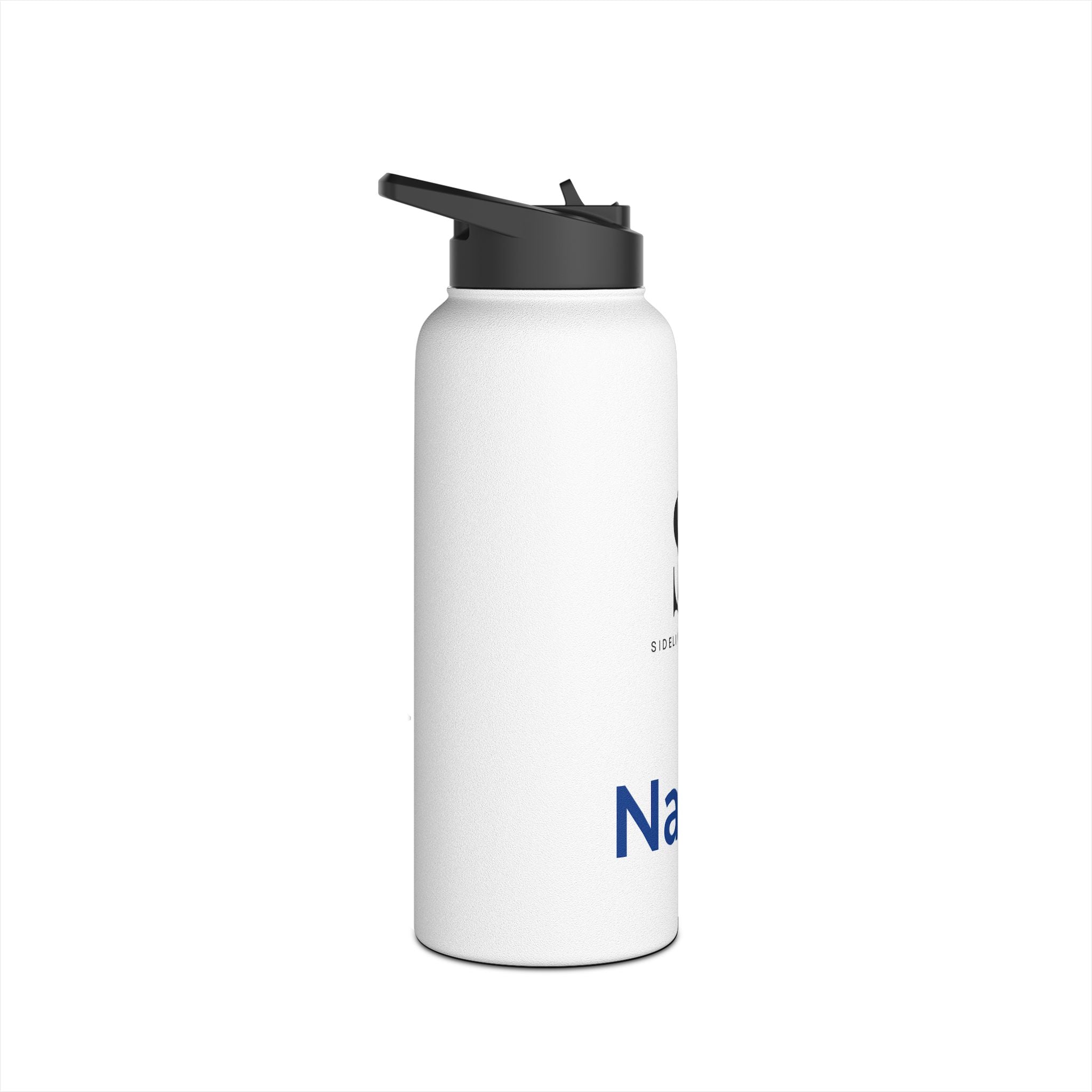 Sideline Personalized "Blue Name" Stainless Steel Water Bottle w/ Straw