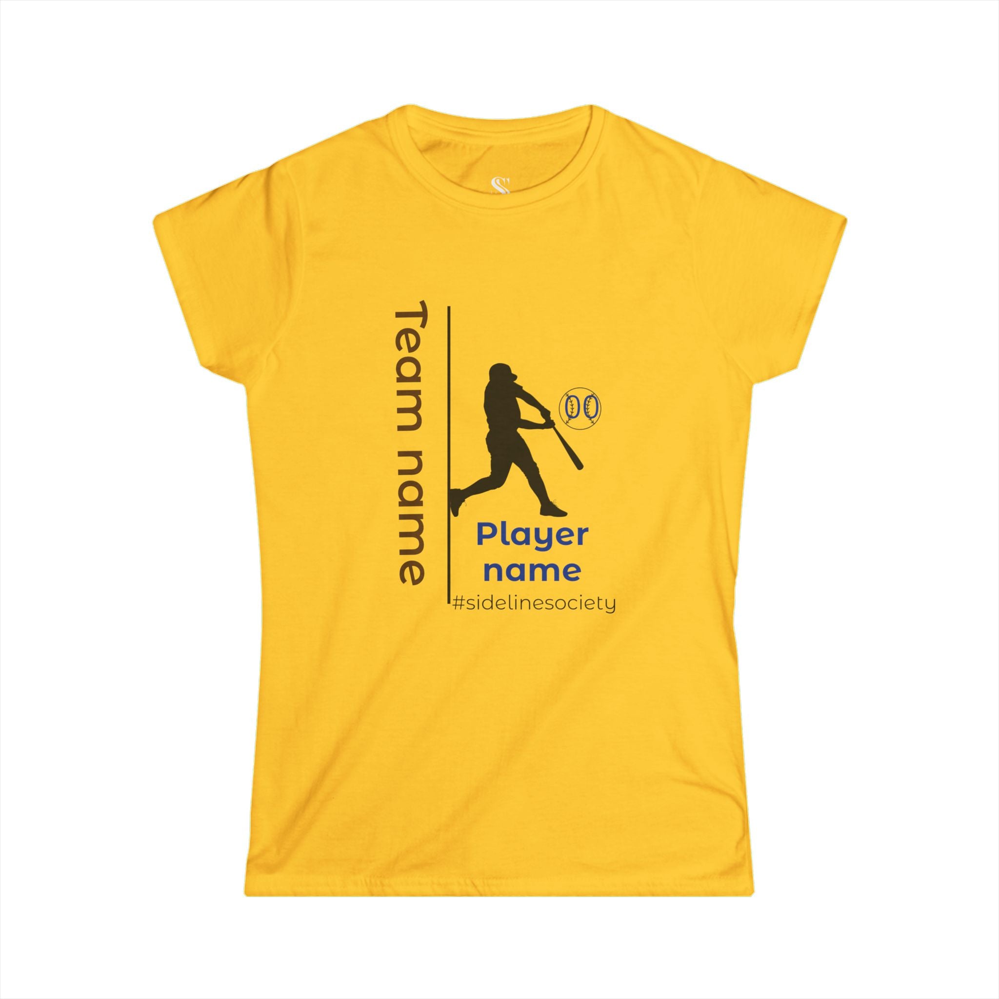 Women's Personalized Baseball Team & Player Name Tee